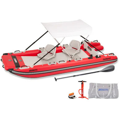 Sea Eagle FastCat12 Inflatable Catamaran Boat Swivel Seat Canopy