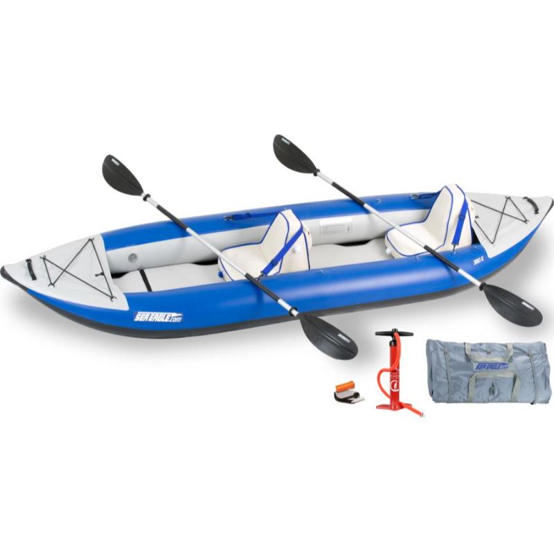 Sea Eagle Explorer 380X Inflatable Kayak Deluxe In Blue Front View