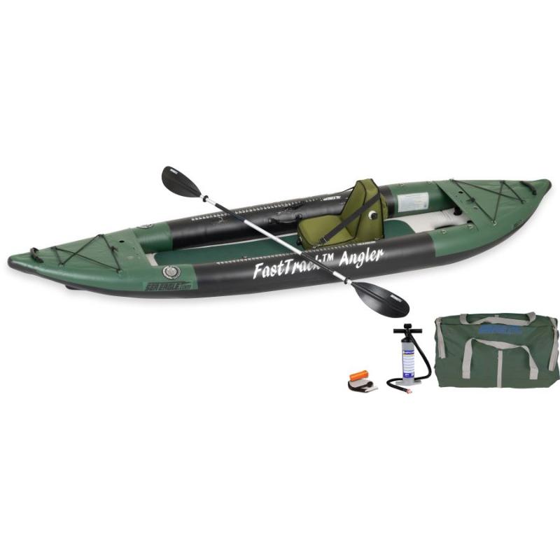 Sea Eagle 385FTA Inflatable Fishing Boat Deluxe In Green Front View