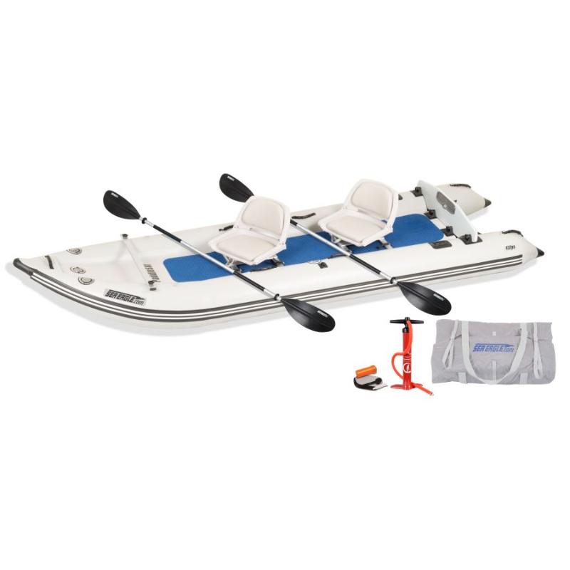 Sea Eagle 437PS Inflatable Catamaran Swivel Seat In White Front View